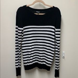 Express Black and White Striped Sweater